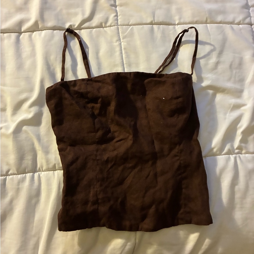 Reformation Chocolate Brown linen  Camisole Top